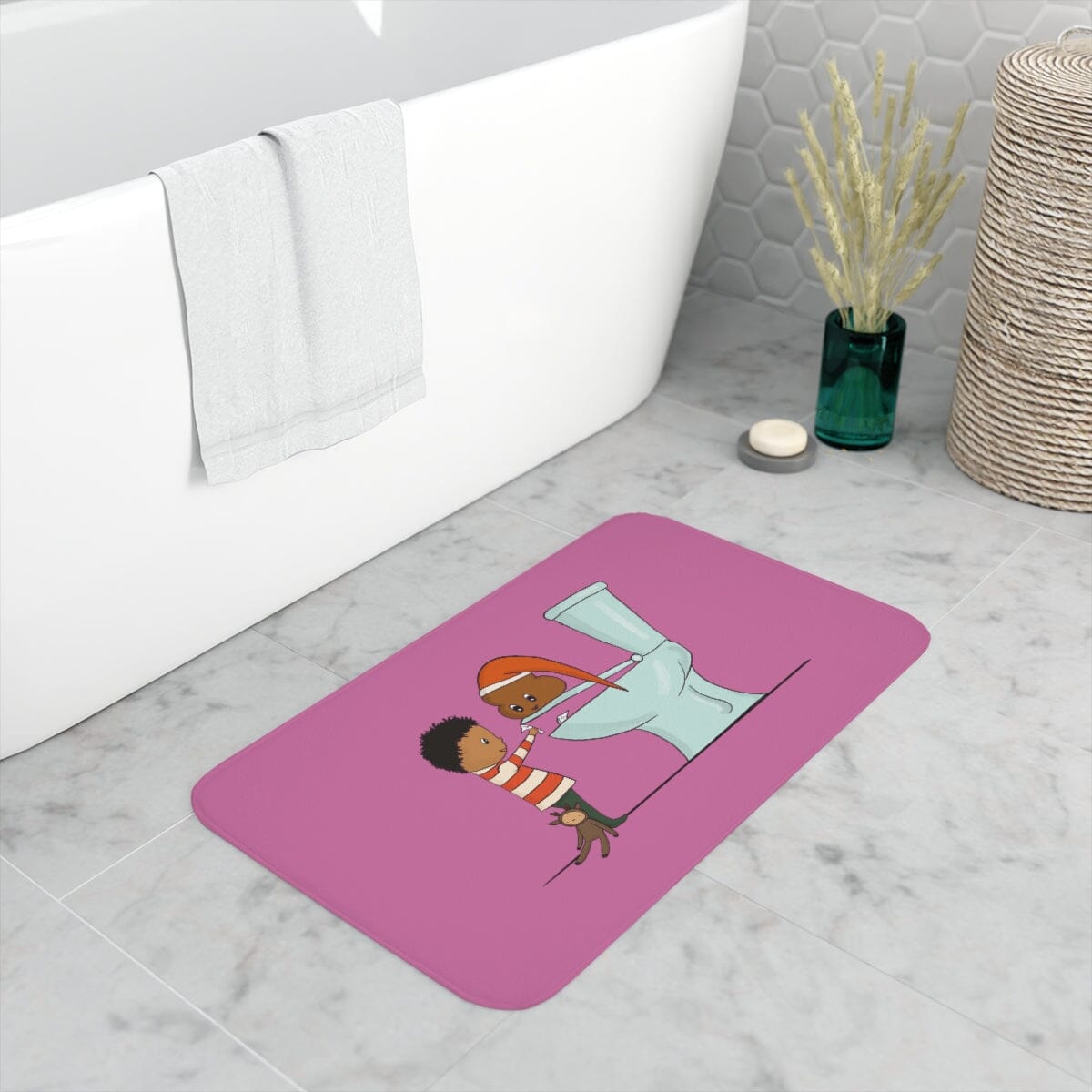 TPP - Memory Foam Bath Mat Pink Home Decor Printify 