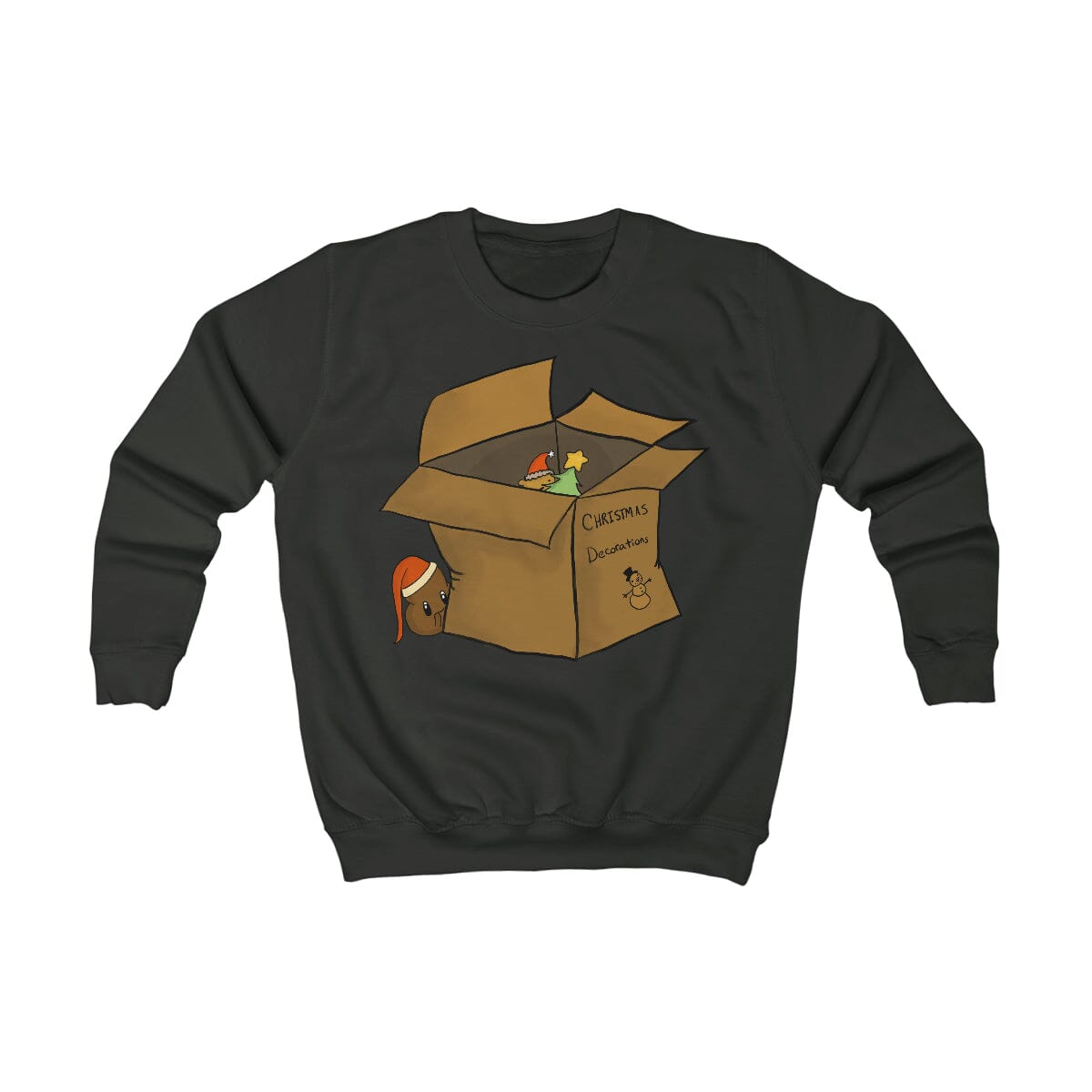 Xmas Box - Kids Sweatshirt Expensive Shipping Printify Jet Black XS 