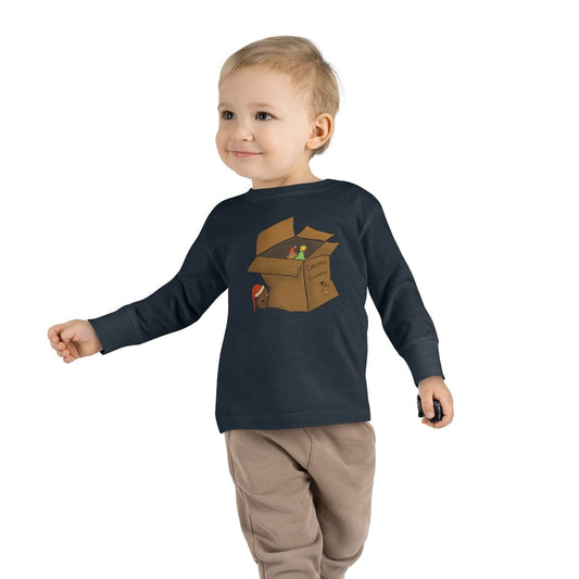 Xmas Box - Toddler Long Sleeve Tee Kids clothes Printify Navy 2T 