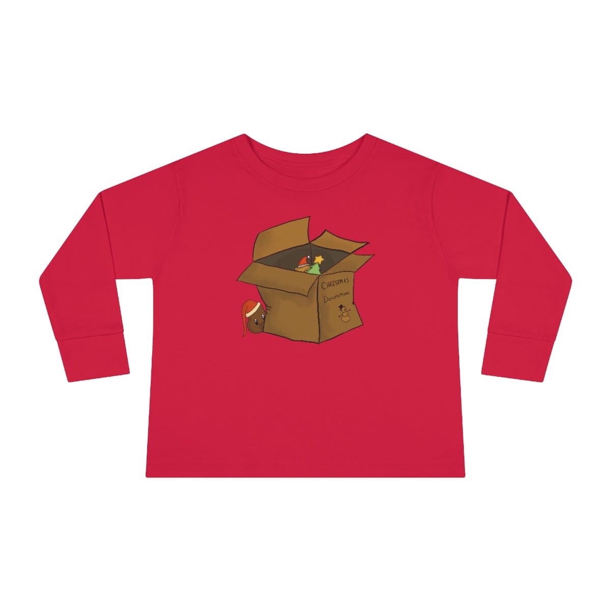 Xmas Box - Toddler Long Sleeve Tee Kids clothes Printify Red 2T 