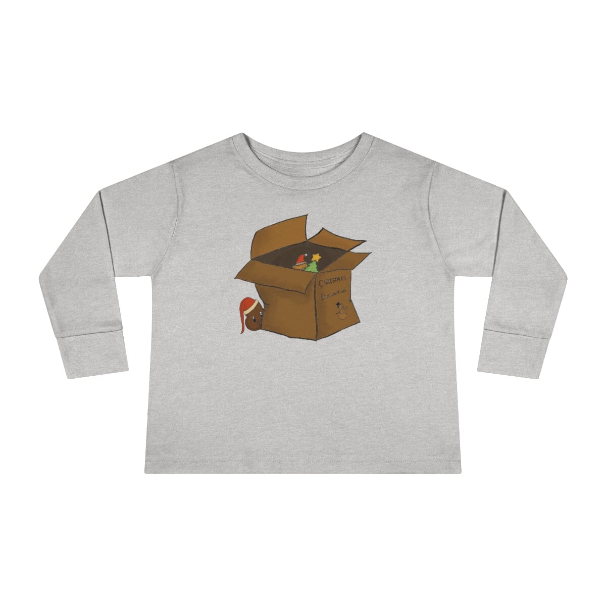 Xmas Box - Toddler Long Sleeve Tee Kids clothes Printify Heather 2T 