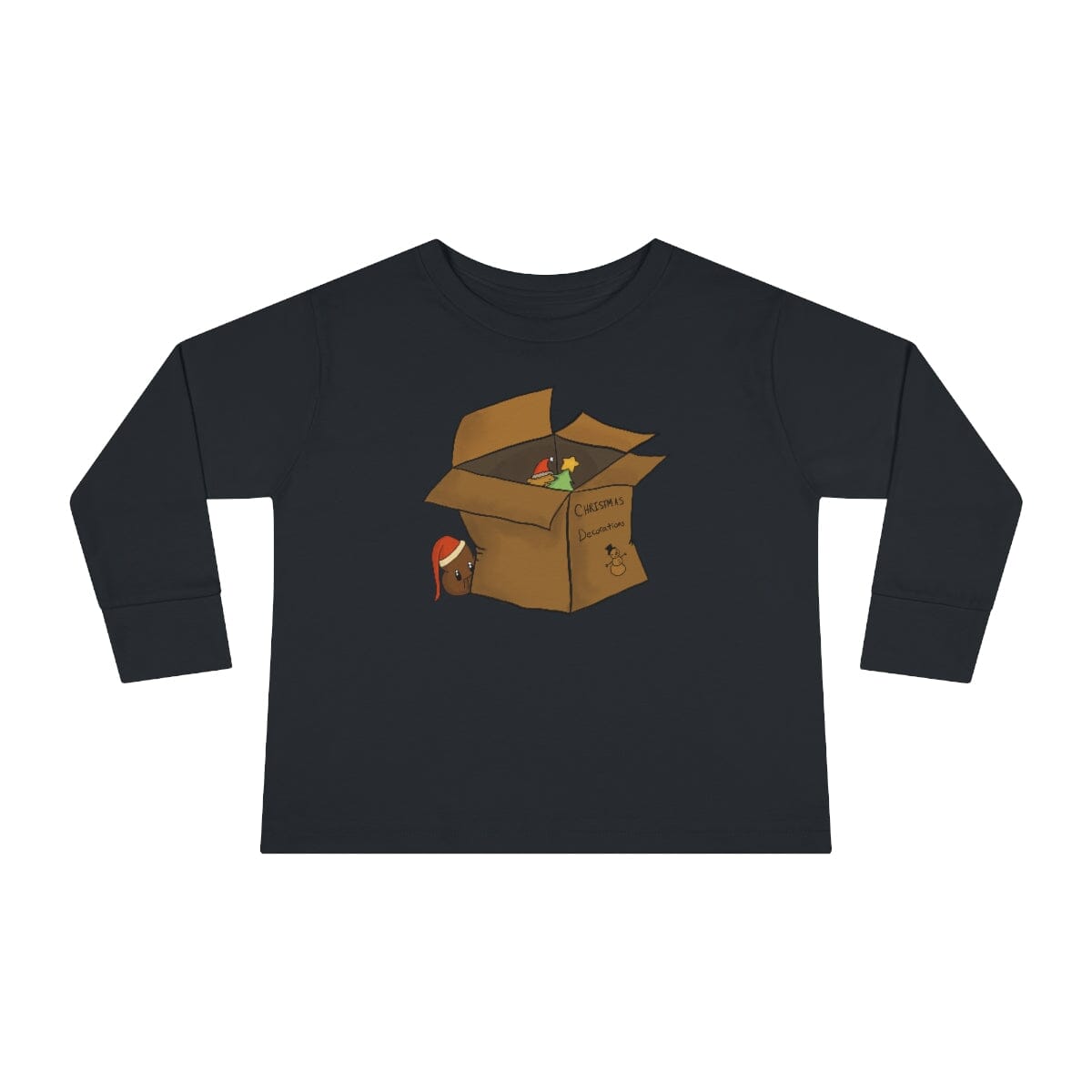 Xmas Box - Toddler Long Sleeve Tee Kids clothes Printify Black 2T 