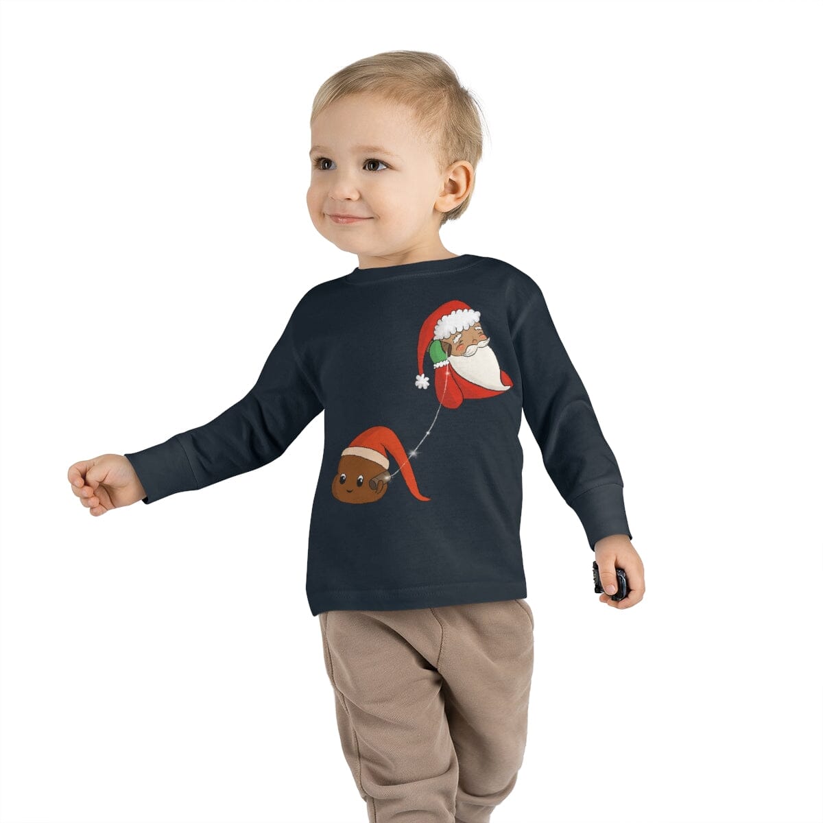 Santa Hotline - Toddler Long Sleeve Tee Kids clothes Printify Navy 2T 