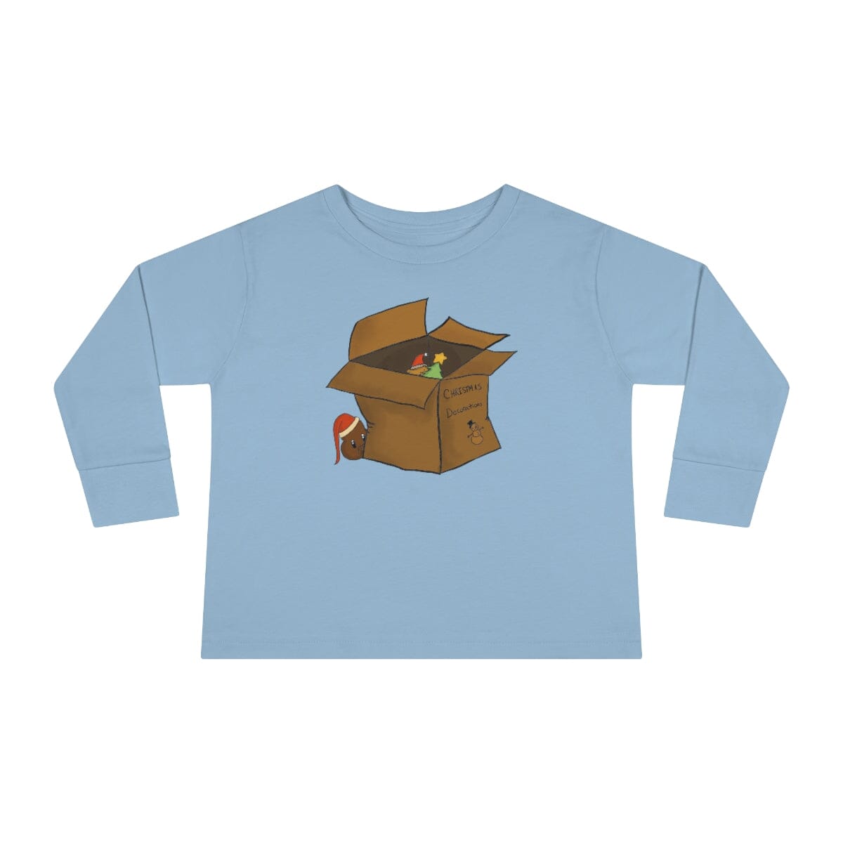 Xmas Box - Toddler Long Sleeve Tee Kids clothes Printify Light Blue 2T 
