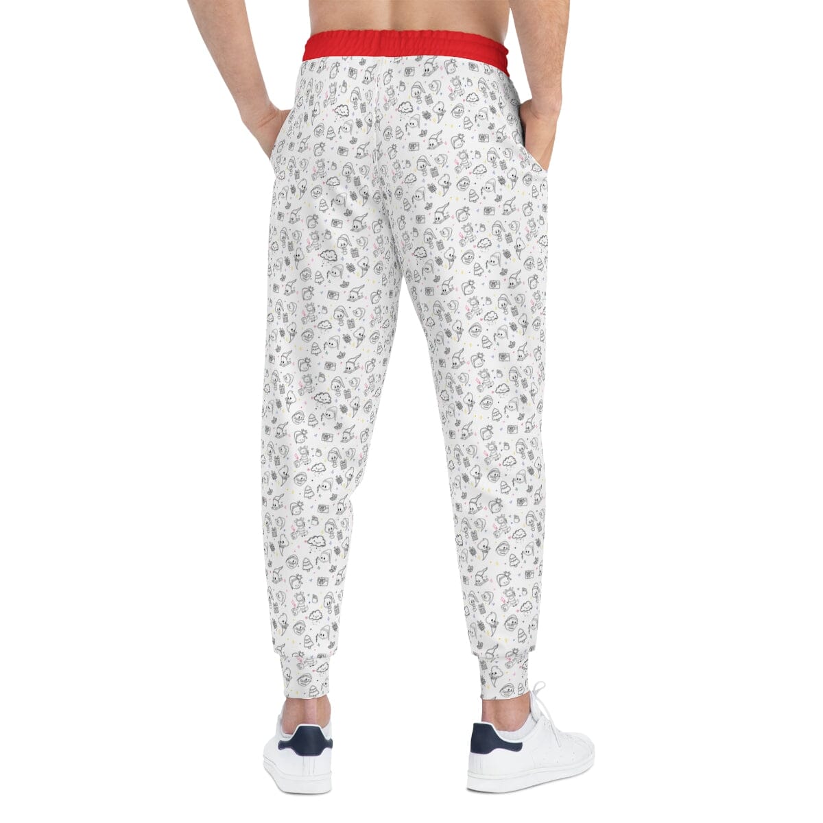 Poop Print - Athletic Joggers Red Expensive Shipping Printify 