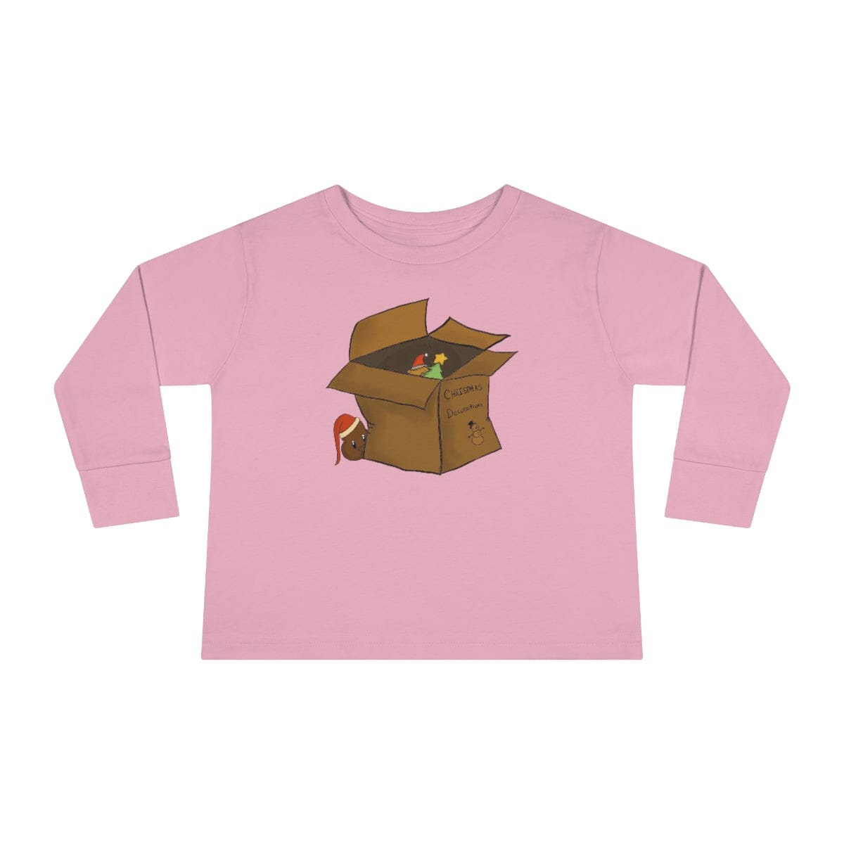 Xmas Box - Toddler Long Sleeve Tee Kids clothes Printify Pink 2T 
