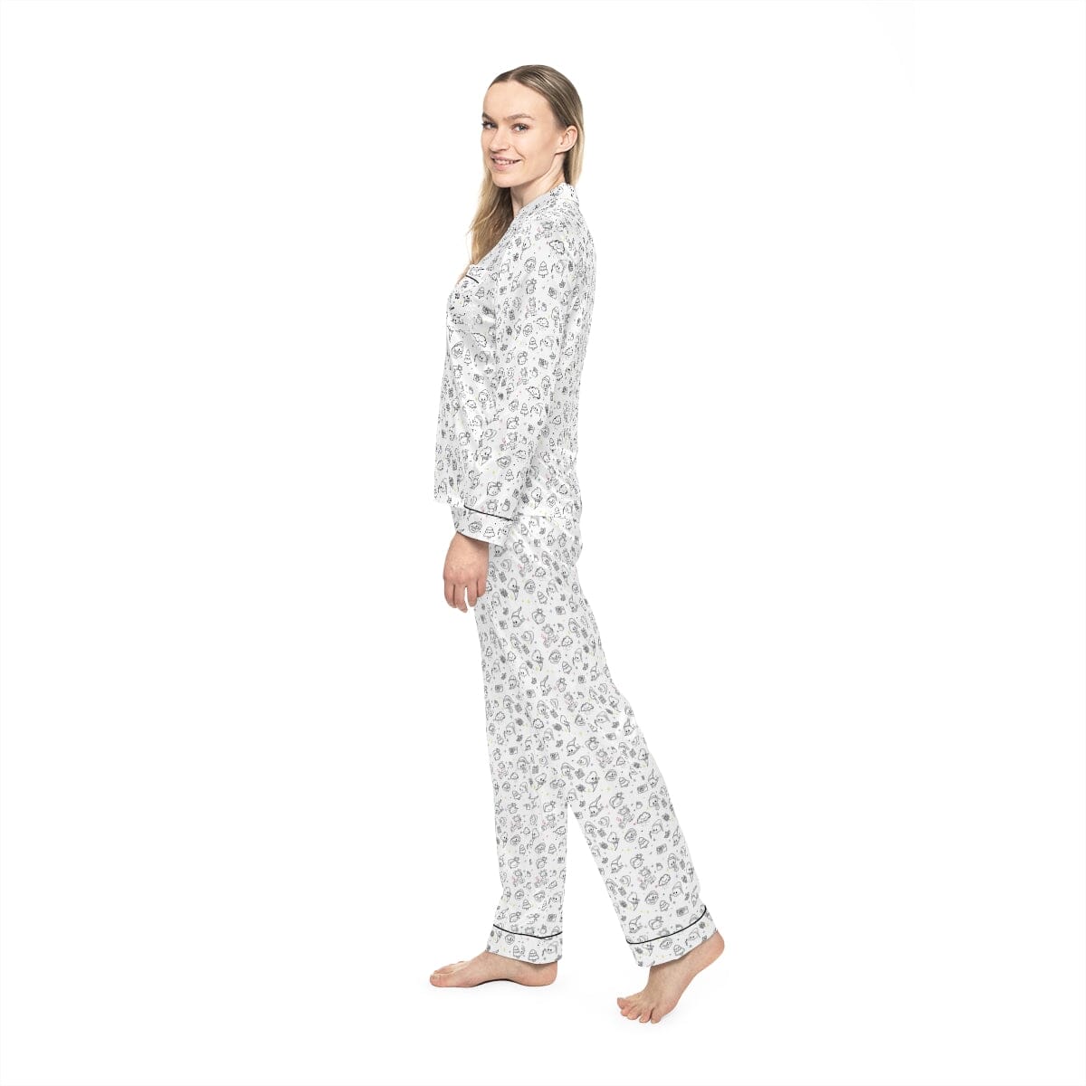 Poop Print - Women's Satin Pajamas Expensive Shipping Printify M/L Black 