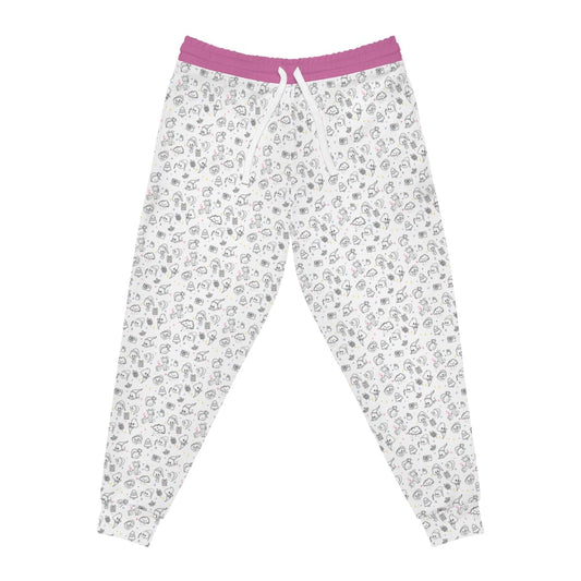 Poop Print - Athletic Joggers Pink All Over Prints Printify 3XL Seam thread color automatically matched to design 